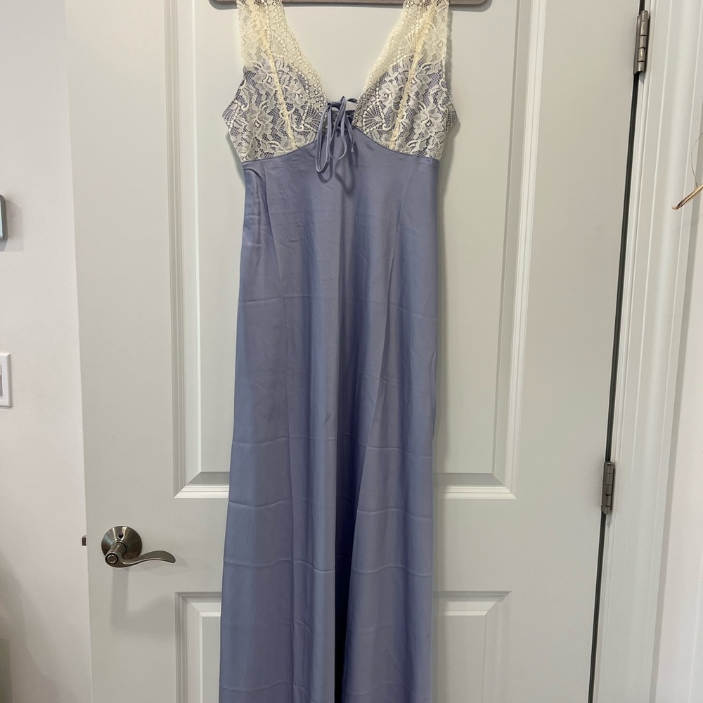 Free People Intimately Countryside Lace Satin Maxi Dress, Light periwinkle